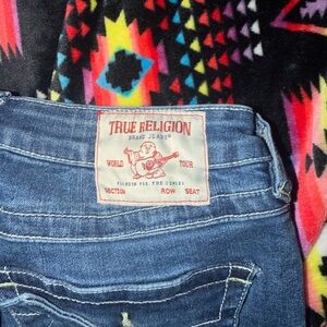 True Religion Women’s Blue Boot Cut Jeans with Signature Patch